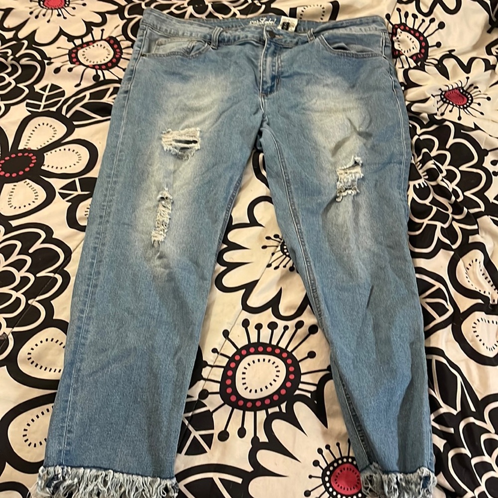 Denim Distressed Jeans. Size 20.